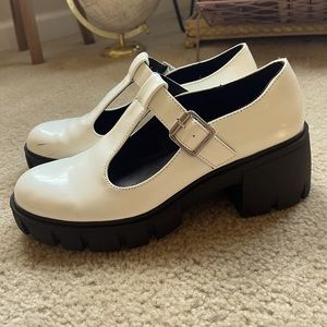White Platformed Mary Janes